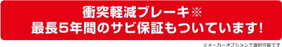 衝突軽減ブレーキ・最長５年間のサビ保証もついています！